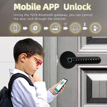 Load image into Gallery viewer, Smart Door Knob Lock - 5-in-1 Keyless Entry with Fingerprint, Keypad, APP Control, IC Cards &amp; Backup Keys | Wood Door Compatible for Bedroom, Office, Apartment
