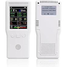 Load image into Gallery viewer, 9-in-1 Air Quality Monitor Indoor,Portable PM2.5,PM10,AQI,CO2,CO,TVOC,HCHO,Humidity &amp; Temperature Detector,Real Time Monitoring,Large Display with Voice Alert,Home Air Test Kits (White)
