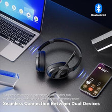 Load image into Gallery viewer, Dytole Bluetooth 5.3 Headset for Work, Bluetooth Headphones with Mic Mute &amp; AI Noise Cancelling, 65Hrs Working Time, Wireless Headphones with Mic for Call Center/Cell Phone/Computer/Teams/Zoom Black
