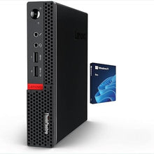 Load image into Gallery viewer, Lenovo ThinkCentre Tiny Business Desktop Mini PC, AMD Processor, 16GB RAM, 256GB PCIe SSD, 2X Display Port, USB 3.1 Gen 1, RJ-45, Wi-Fi, Windows 11 Pro, Black
