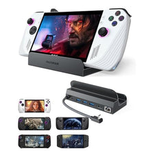 Load image into Gallery viewer, Maxonar 6 in 1 Loot Docking Station (Hyper-Grip, HDMI 2.1, 4K@120Hz) for ASUS ROG Ally X/Steam Deck OLED/Legion Go/MSI Claw with HDMI 2.1, 3*USB-A 3.0, 1000Mbps Ethernet, 100W USB-C Charge
