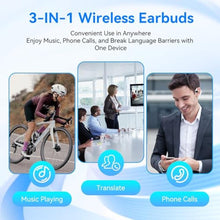 Load image into Gallery viewer, AI Language Translation Earbuds,3-in-1 Real-Time Translator for 150 Languages &amp; Accents, Noise Canceling Traductor, Fit with iOS &amp; Android,Translating Device for Travel, Business-Deep White
