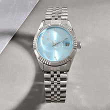 Load image into Gallery viewer, Boyarca Luxury Steel Arabic Numbers Mechanical Watches Automatic Movement Urdu Numerals Mechanical Watch 38mm Men s Wrist Watch with Luminous Waterproof Date (White Blue)
