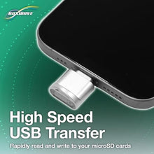 Load image into Gallery viewer, BoxWave Adapter Compatible with HiBy R5 II (Gen 2) - Micro SD Card miniReader, USB Type-C OTG Reader USB3.0 Adapter Keychain - Metallic Silver
