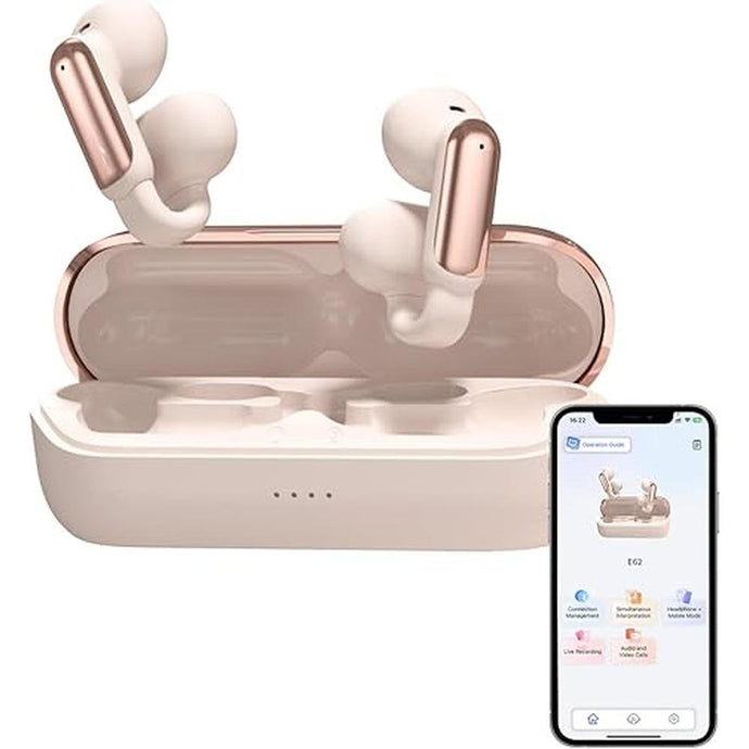AI Translation Earbuds Real Time 3-in-1 Free-Clip Ai Translator Earbuds, 110+ Languages Translation AI Language Translator Earphones, Clear Sound, No APP Subscription for iOS and Android (Rose Gold)