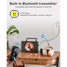 Load image into Gallery viewer, CD Player Portable with Bluetooth, FM Radio, USB, AUX-in, Headphone Jack, CD-R/RW and MP3 CDs Compatible, Clear and Full Sound, Stereo 10W Wired Power for Home-Black
