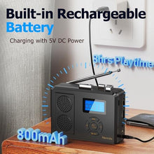 Load image into Gallery viewer, Portable Cassette Tape Player, FM Radio/USB Player/MP3 Digital Converter, Built-in Dual Stereo Speaker &amp; Rechargeable Battery, LCD Display with Headphone Jack
