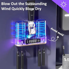 Load image into Gallery viewer, Toothbrush Holders for Bathrooms with Air-Drying, Toothbrush Sanitizer Holder with Smart Countdown LED Screen, 2 Cups Electric Toothbrush Holders Wall Mounted with Toothpaste Dispenser
