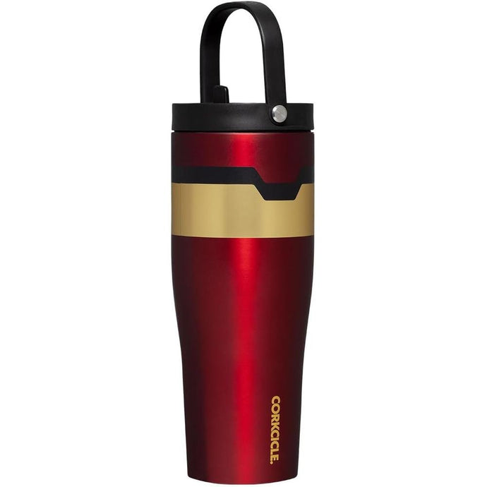 Corkcicle x Marvel Iron Man Go Cup XL Insulated Tumbler with Lid and Straw, 30 oz – Reusable Water Bottle Keeps Beverages Cold for 12hrs – Cupholder Friendly Tumbler, Leak-Proof Design