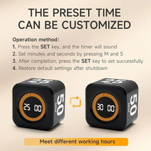 Load image into Gallery viewer, Exlliy Rotating Productivity Timer 5, 25, 10, 50 Minutes Preset, Desk Cube w/Gravity Sensor for ADHD, Mute Functions, Ideal for Work, Study, Kitchen, Back to School (1, Black)
