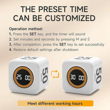 Load image into Gallery viewer, Pomodoro Timer 5, 25, 10, 50 Minutes Preset, Desk Productivity Cube w/Gravity Sensor for ADHD, Mute Functions, Ideal for Work, Study, Kitchen, Back to School (1, White)
