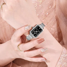 Load image into Gallery viewer, Taxau Black Ladies Watches for Women Square Dial Silve Mesh Strap Womens Small Wrist Watch Rectangular Exquisite Stainless Steel Waterproof Ladies Dress Watch Reloj De Mujer
