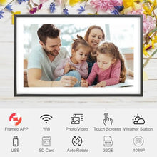Load image into Gallery viewer, Frameo 15.6 Inch Large Digital Photo Frame, Digital Picture Frame WiFi with 32GB, 1920 * 1080 IPS HD Touch Screen, Tabletop&amp;Wall-Mounted,Birthday,Wedding,Gifts for Men/Women/Father/Mom/Grandparents
