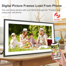 Load image into Gallery viewer, Frameo 15.6 Inch Large Digital Photo Frame, Digital Picture Frame WiFi with 32GB, 1920 * 1080 IPS HD Touch Screen, Tabletop&amp;Wall-Mounted,Birthday,Wedding,Gifts for Men/Women/Father/Mom/Grandparents
