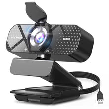 Load image into Gallery viewer, TRAUSI 1080P HD Webcam with Microphone, Noise Cancellation, Privacy Cover, Wide-Angle Lens, Auto Light Correction, Plug &amp; Play USB Webcam for Laptop, Desktop, PC, Mac, Zoom, Skype, Streaming Black
