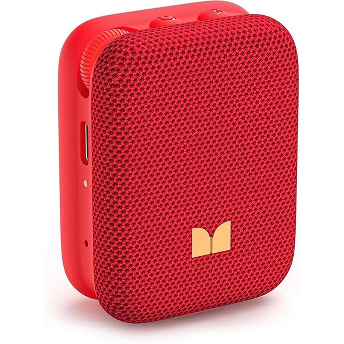 Monster Atomic Atom Wearable Bluetooth Speaker with Mics for Hands-Free Calls, IPX5 Waterproof, Compact and Portable Speaker for Workout, Cycling, Red