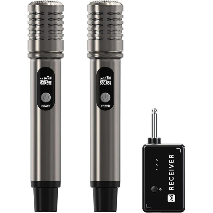 Wireless Microphones, Microphone with One-to-One Chip Connection and Rechargeable Receiver, Metal Dynamic Mic Head, 40H Duration, 200FT Range Receiving, Less Latency Microphone for Singing