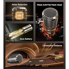 Load image into Gallery viewer, Wireless Microphones, Microphone with One-to-One Chip Connection and Rechargeable Receiver, Metal Dynamic Mic Head, 40H Duration, 200FT Range Receiving, Less Latency Microphone for Singing
