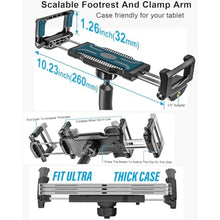 Load image into Gallery viewer, Gooseneck Spin Bike Tablet Holder [Large Clamp] [Thick Case Friendly] Treadmill Tablet Mount for Exercise Bike, Stationary Bicycle, Stroller, Wheelchair for iPad Pro Air Mini, Galaxy, iPhone (6-15.6)
