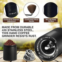 Load image into Gallery viewer, Stainless Steel Manual Coffee Grinder with Adjustable Setting - Lightweight and Easy to Clean - Hand Held Coffee Grinder - Perfect for Home, Office, and Camping - (Black)
