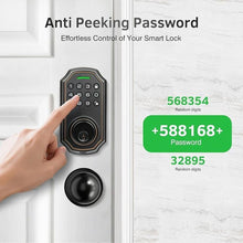 Load image into Gallery viewer, Smart Keyless Entry Door Lock with 2 Knobs,Front Door Lock Handle Set,Electronic Digital Keypad Deadbolt,Auto Lock,50 User Codes,Voice Prompts,Anti-Peeking Password,Home, Apartment,Satin Nickel
