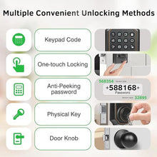 Load image into Gallery viewer, Smart Keyless Entry Door Lock with 2 Knobs,Front Door Lock Handle Set,Electronic Digital Keypad Deadbolt,Auto Lock,50 User Codes,Voice Prompts,Anti-Peeking Password,Home, Apartment,Satin Nickel

