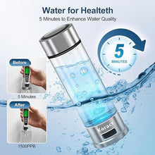 Load image into Gallery viewer, Hydrogen Water Bottle 1500PPB Portable Hydrogen Water Bottle Generator Glass, Hydrogen Rich Water Dispenser with SPE &amp; PEM Technology, for Home Office Fitness Travel Outdoor Sports (Silvery)
