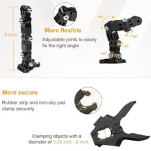 Load image into Gallery viewer, Jaws Flex Clamp Mount Adjustable Camera Clip Mount Fence Mounts for DJI Osmo Pocket 3 2 Action 5 4 3, for GoPro Hero 13, 12, 11, 10, 9, 8, 7, 6, 5, 4 and Other Action Cameras
