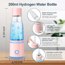 Load image into Gallery viewer, 5000PPB Hydrogen Water Bottle Generator 3 in 1 Hydrogen Water Generator Machine with SPE &amp; PEM Technology Portable Hydrogenated Water Bottle Inhalation for Healthy Hydration/Pink
