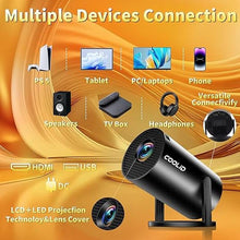 Load image into Gallery viewer, Mini Projector, Support 4K 1080P Portable Projector with Bidirectional WIFI6 5G and Bluetooth5.4, 270° Rotatable, Auto Keystone Correction, 35"-130" Video Projecto Compatible with HDMI/USB/Phone-Black
