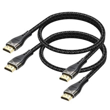 Load image into Gallery viewer, DIOOEER Short HDMI Cable 2FT 2-Pack 10K 8K 4K, HDMI 2.1 Cable 2 Foot 48Gbps Ultra High Speed Braided HDMI Cord 8K@60Hz, 4K@120Hz, eARC, HDR10+, HDCP2.3 for Monitor/HDMI Switch/Camera/TV Box/HDTV

