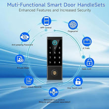 Load image into Gallery viewer, BEBASIA Heavy Duty Fingerprint Smart Door Lock for Front Door, APP Control Front Door Lock Sets, Auto Lock, Anti-Peeping Touchscreen Digital Keypad, Electronic Keyless Entry Deadbolt, Black
