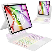 Load image into Gallery viewer, GUSGU SplitFolio Detachable for iPad Air 13-in.(M3/M2, 2025/2024), iPad Pro 12.9-in (6/5/4/3 Gen) Keyboard Case with Kickstand, 360° Rotation &amp; Up-Down Lift Protective Case for iPad, White

