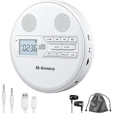 Load image into Gallery viewer, CD Player Portable, Rechargeable Portable CD Player with Dual Speakers and Anti Skip,CD,Dual Bluetooth,FM Transmission,USB,AUX,LCD Display,Sensitive Button,Repeat,10 Speeds for Home Car White

