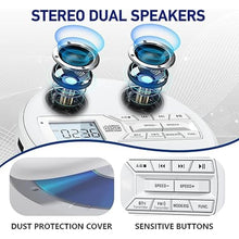 Load image into Gallery viewer, CD Player Portable, Rechargeable Portable CD Player with Dual Speakers and Anti Skip,CD,Dual Bluetooth,FM Transmission,USB,AUX,LCD Display,Sensitive Button,Repeat,10 Speeds for Home Car White
