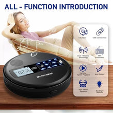 Load image into Gallery viewer, M-Amazup CD Player Portable, Rechargeable Portable CD Player with Dual Speakers and Anti Skip,CD,Dual Bluetooth,FM Transmission,USB,AUX,LCD Display,Backlit Button,Repeat,10 Speeds for Home Car Black
