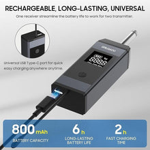 Load image into Gallery viewer, Wireless Microphone, UHF Dual Wireless Metal Dynamic Microphone System with Rechargeable Receiver, Suitable for Karaoke Singing, Weddings DJ Party, Speech, Church, Classroom use, 200 fee
