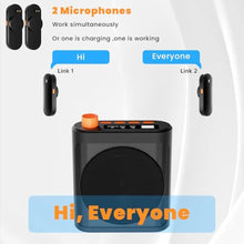 Load image into Gallery viewer, Portable Voice Amplifier with 2 Wireless Microphones for Teachers &amp; Elderly Rechargeable High Definition Sound Quality Voice Amplifier-Grey
