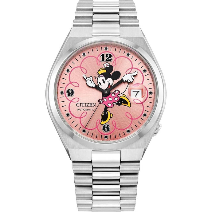 Citizen Unisex Automatic Tsuyosa Minnie Mouse, Pink Sunray Dial, Stainless Steel Case Watch (Model: NJ0156-50W)
