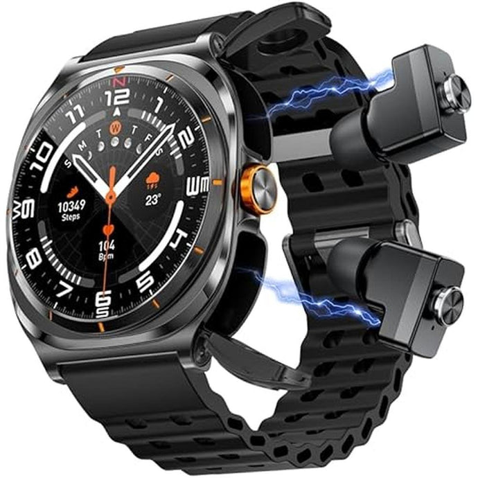 2-in-1 Smart Watch with Hidden Earbuds,for Men and Women,1.53'' Fitness Activity Tracker with Music and Call,Step and Sleep Monitor,Compatible with Android and iPhone,Built-in Headphones