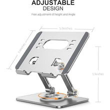 Load image into Gallery viewer, Tablet Stand Holder with Thickened 360°Rotating Base Dual Rod Adjustable Aluminum Stand for All 5.8-12.9” iPad Samsung Phone Tablet Kindle E-Reader and More, Silver
