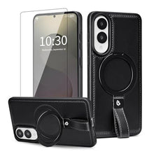 Load image into Gallery viewer, Butaiga for Samsung Galaxy S25 Edge Case Leather with Stand, Anti-Slip Shockproof Loop, Compatible with MagSafe, Magnetic Protective Galaxy S25 Edge Leather Case, Black
