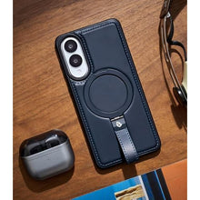 Load image into Gallery viewer, Butaiga for Samsung Galaxy S25 Edge Case Leather with Stand, Anti-Slip Shockproof Loop, Compatible with MagSafe, Magnetic Protective Galaxy S25 Edge Leather Case, Navy
