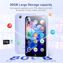 Load image into Gallery viewer, conrain 80GB MP3 Player with Bluetooth and WiFi, 4.02&quot; HD Touch Screen MP4 Players with Camera, Android MP3 Player with Spotify, Deezer, Audible, App Store, Digital Music Player with Speaker, FM Radio
