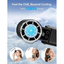 Load image into Gallery viewer, 3 in 1 Portable Handheld Fan, 12000RPM Mini Turbo Fan with Cooling Compress &amp; 5200mAh Rechargeable Battery, 5 Speed Adjustable Personal Cooler for Travel/Camping/Outdoor Activities-Black
