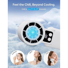 Load image into Gallery viewer, 3 in 1 Portable Handheld Fan, 12000RPM Mini Turbo Fan with Cooling Compress &amp; 5200mAh Rechargeable Battery, 5 Speed Adjustable Personal Cooler for Travel/Camping/Outdoor Activities-White
