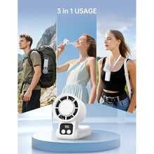 Load image into Gallery viewer, 3 in 1 Portable Handheld Fan, 12000RPM Mini Turbo Fan with Cooling Compress &amp; 5200mAh Rechargeable Battery, 5 Speed Adjustable Personal Cooler for Travel/Camping/Outdoor Activities-White
