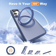 Load image into Gallery viewer, Zalinbo for Samsung Galaxy S25 Case with 360 Rotatable Magnetic Ring Stand Compatible with Mag-Safe Military Protection Shockproof Matte Translucent Phone Cases for Samsung Galaxy S25,Blue
