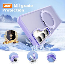 Load image into Gallery viewer, Zalinbo for Samsung Galaxy S25 Case with 360 Rotatable Magnetic Ring Stand Compatible with Mag-Safe Military Protection Shockproof Matte Translucent Phone Cases for Samsung Galaxy S25,Purple
