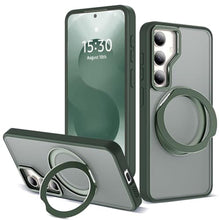 Load image into Gallery viewer, Zalinbo for Samsung Galaxy S25 Plus Case with 360 Rotatable Magnetic Ring Stand Compatible with Mag-Safe Military Protection Shockproof Matte Translucent Phone Cases for Galaxy S25 ,Dark Green
